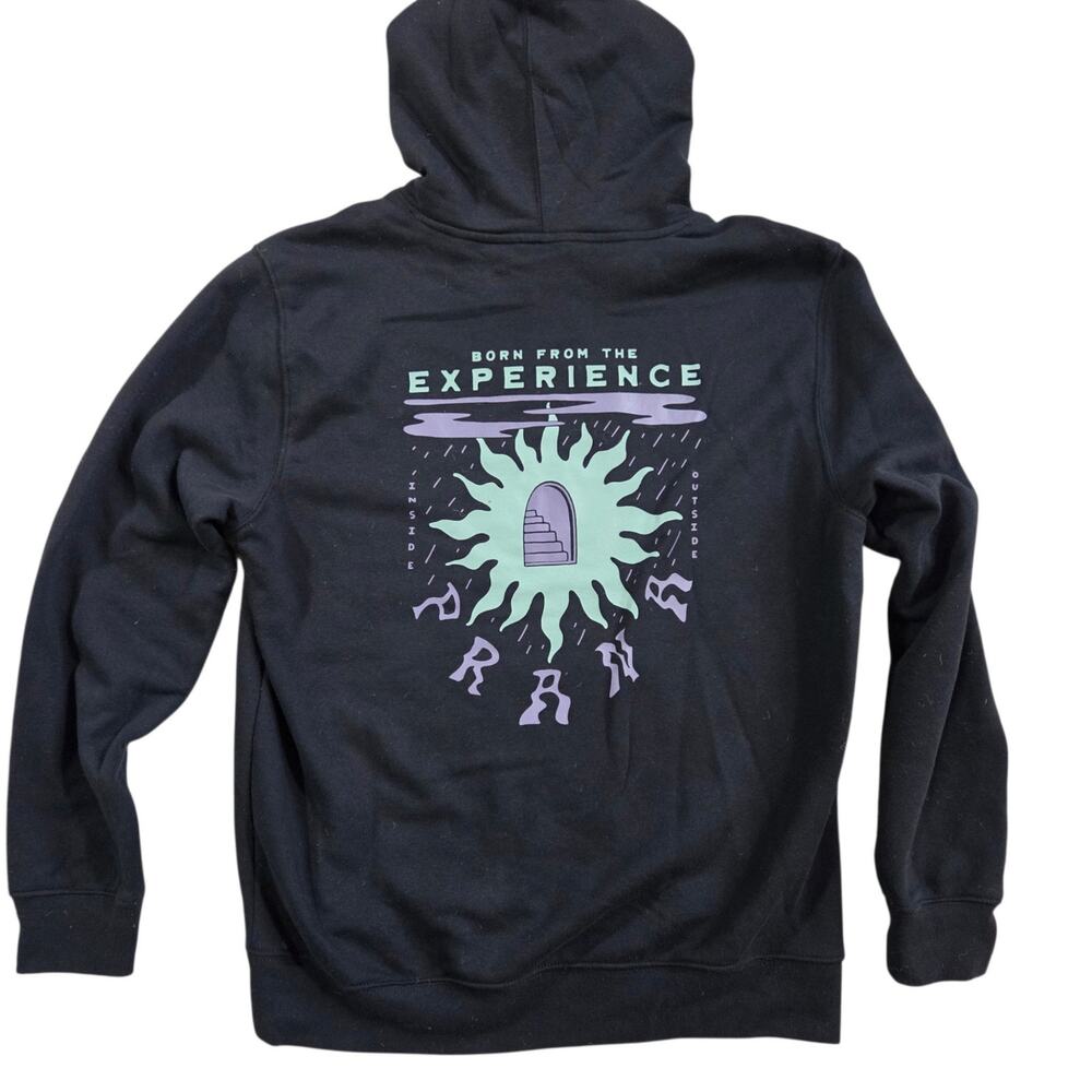 Prana Everyday Graphic Hoodie Men's sz M Black Celestial Open Your Mind NWT